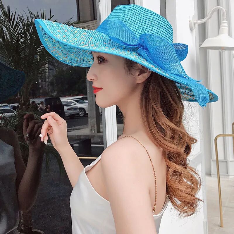 Summer Sassafras Solid Color Straw Hat Sunscreen Sunshade Sand Beach Hat