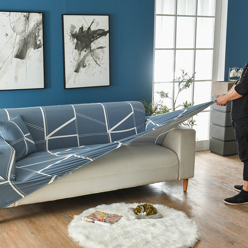 Printed Couch Covers Sofa Slipcovers, Elastic Universal Furniture Protector with 2 Pillowcases