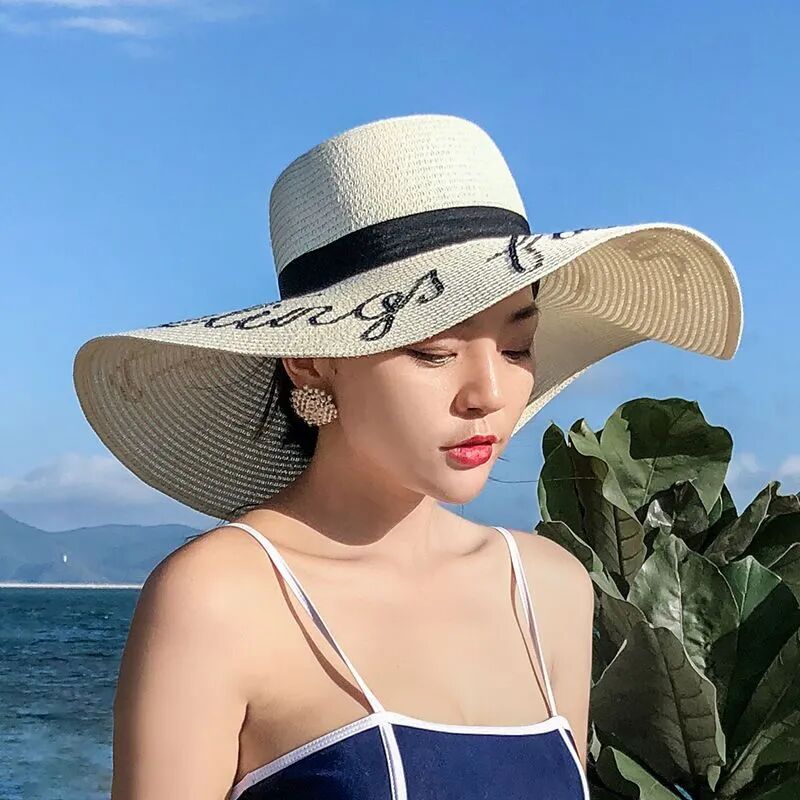 Women Floppy Wide Brim Summer Beach Straw Sun Hat