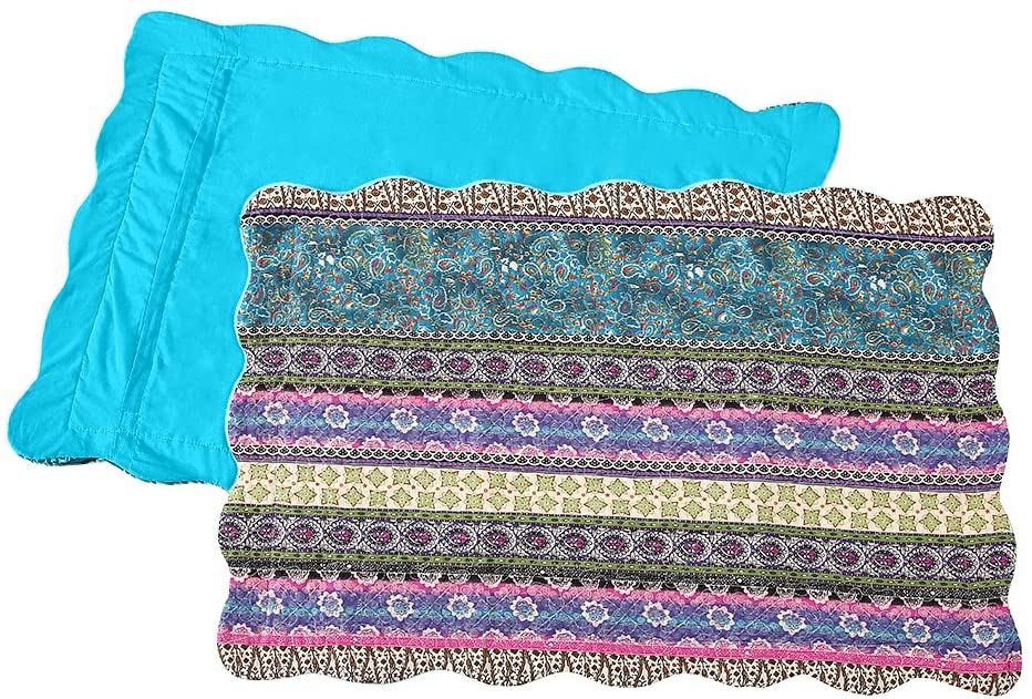 Cotton Quilted Throw Pillow Covers Bed Shams 2-Pieces