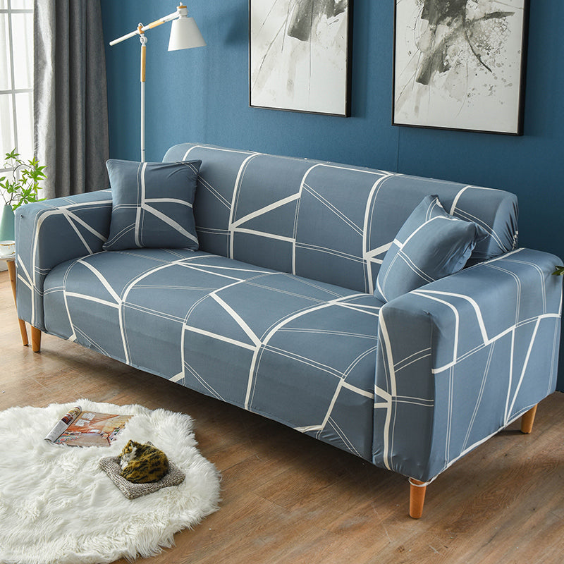Printed Couch Covers Sofa Slipcovers, Elastic Universal Furniture Protector with 2 Pillowcases