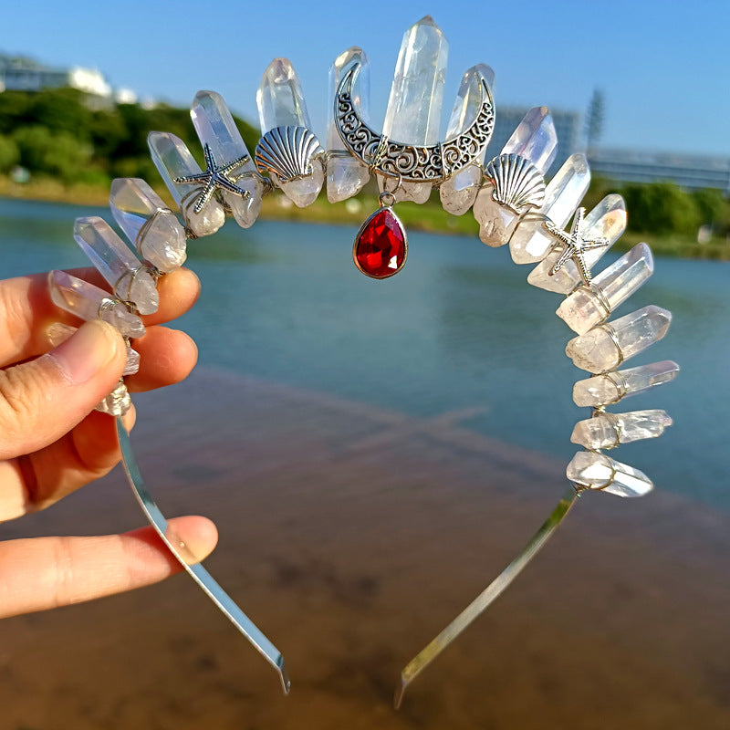 Red Crystal Clear Crystal Headband Moon Goddess Headband