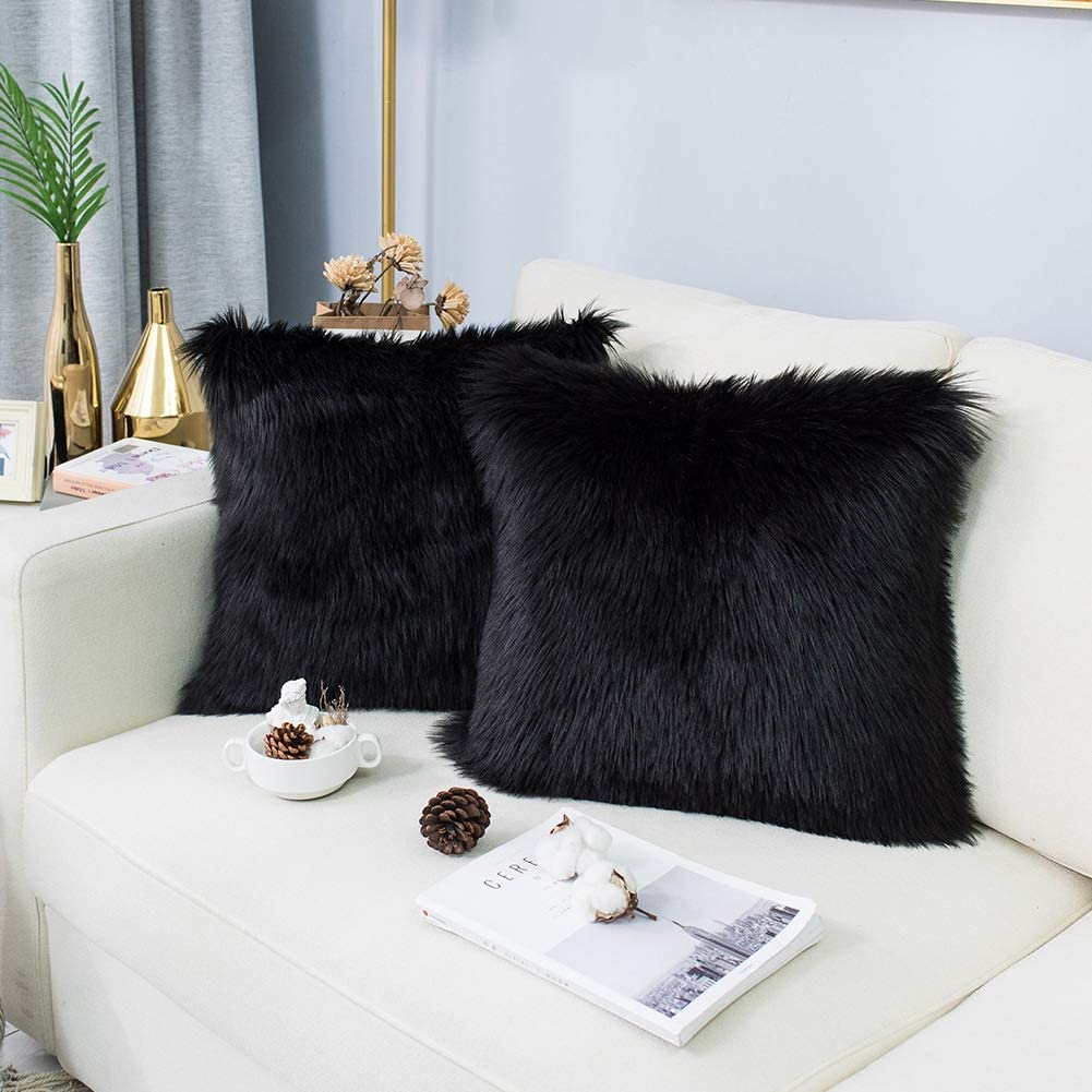 Faux Fur Pillow Case, 18x18 Inches, 6 Color, 2 Pieces