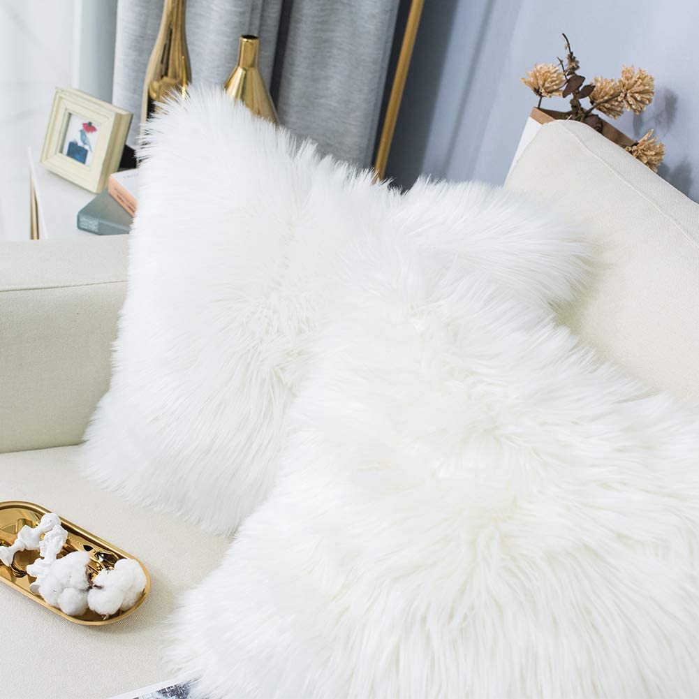 Faux Fur Pillow Case, 18x18 Inches, 6 Color, 2 Pieces
