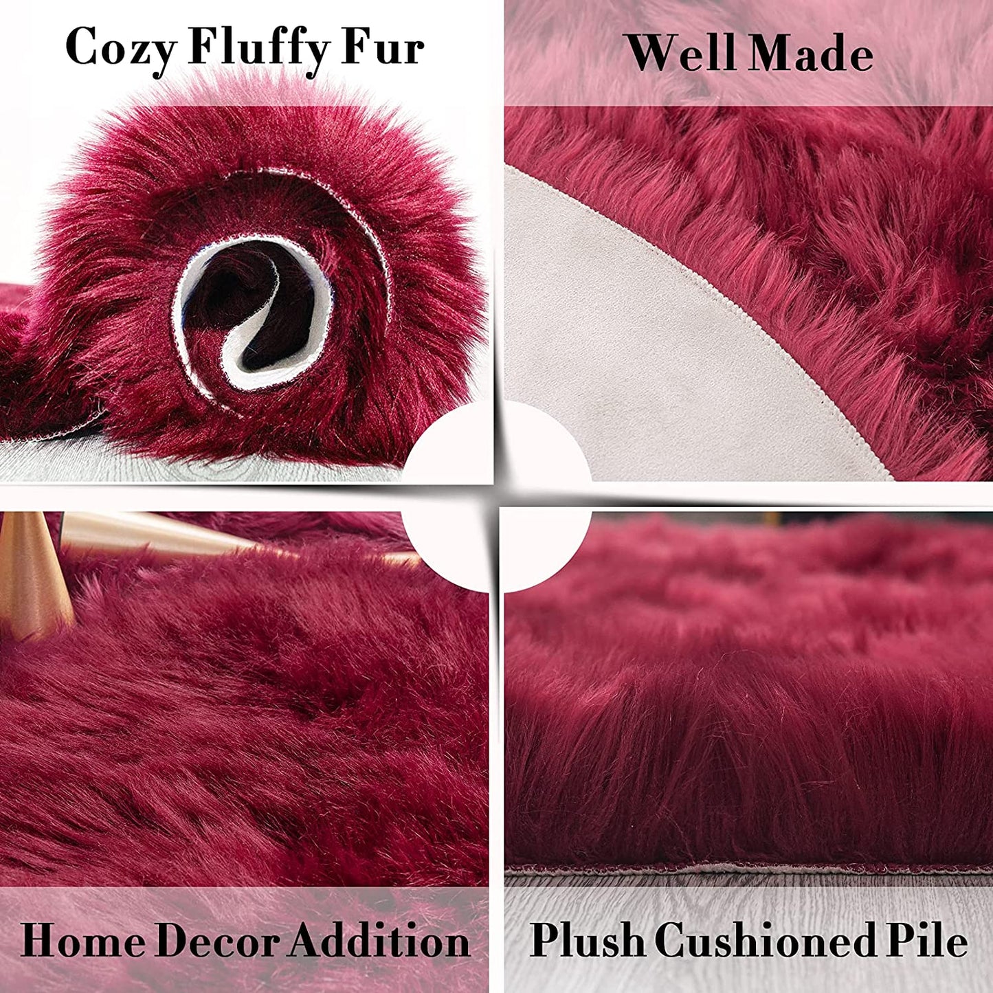 Faux Sheepskin Fur Area Rug Home Decor Living Room Floor Mat