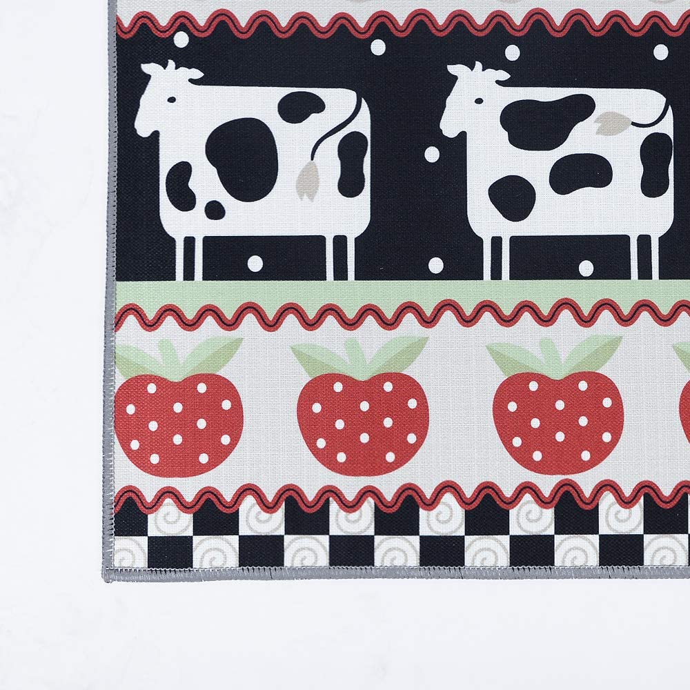Cow Design Non-Skid Backing Mat for Doorway Bathroom Runner Rug Set