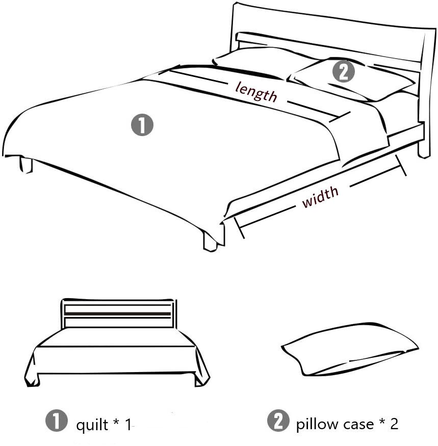 Cotton Quilt, Sham Duvet Cover with 2 Pillowcases