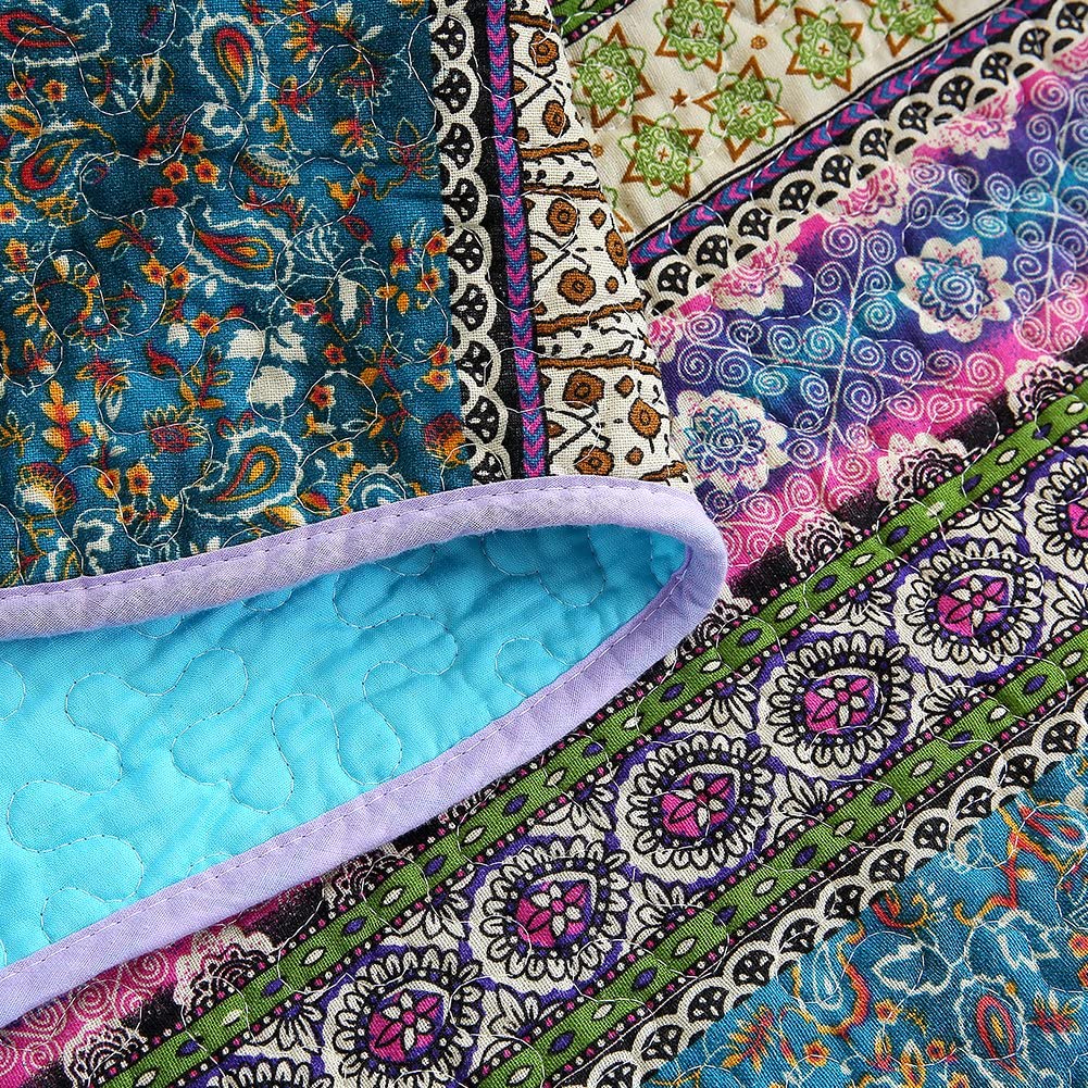 Cotton Quilted Throw Blanket for Bed Couch Sofa, 60X78 Inch, 5 Patterns