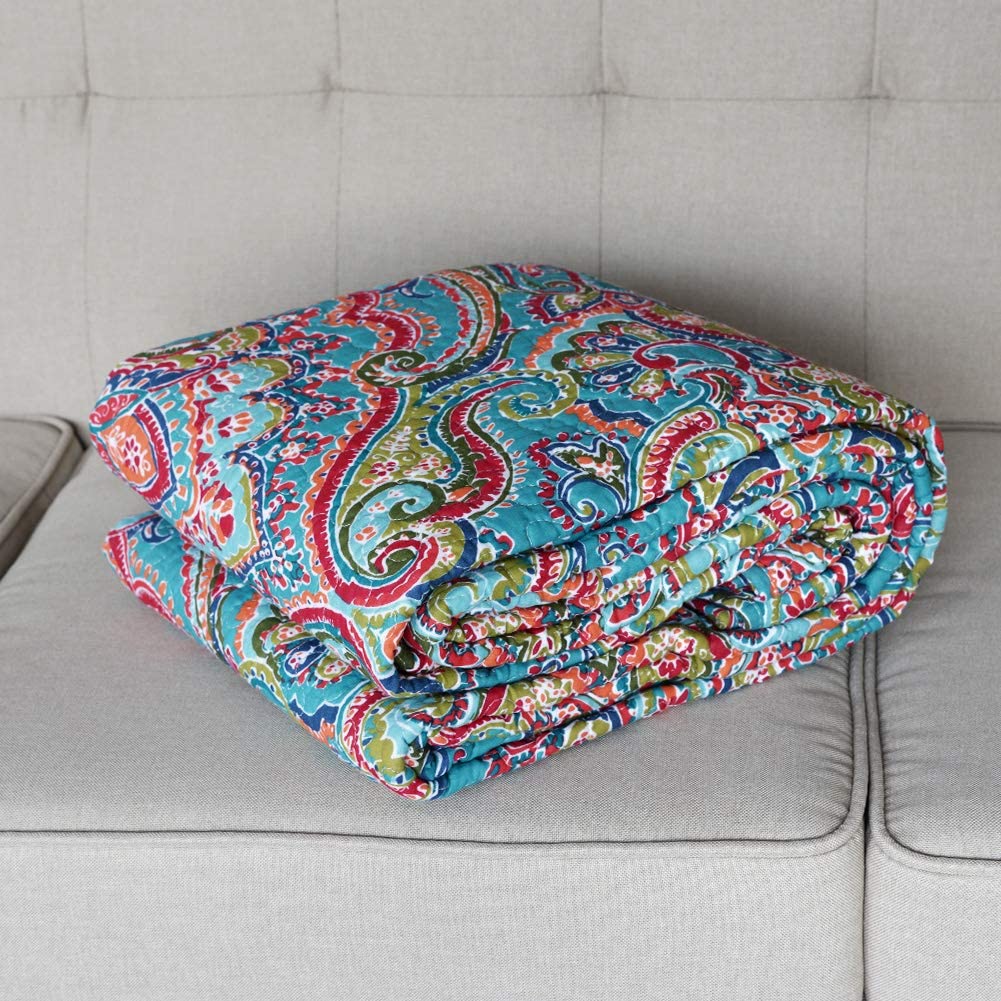 Cotton Quilted Throw Blanket for Bed Couch Sofa, 60X78 Inch, 5 Patterns
