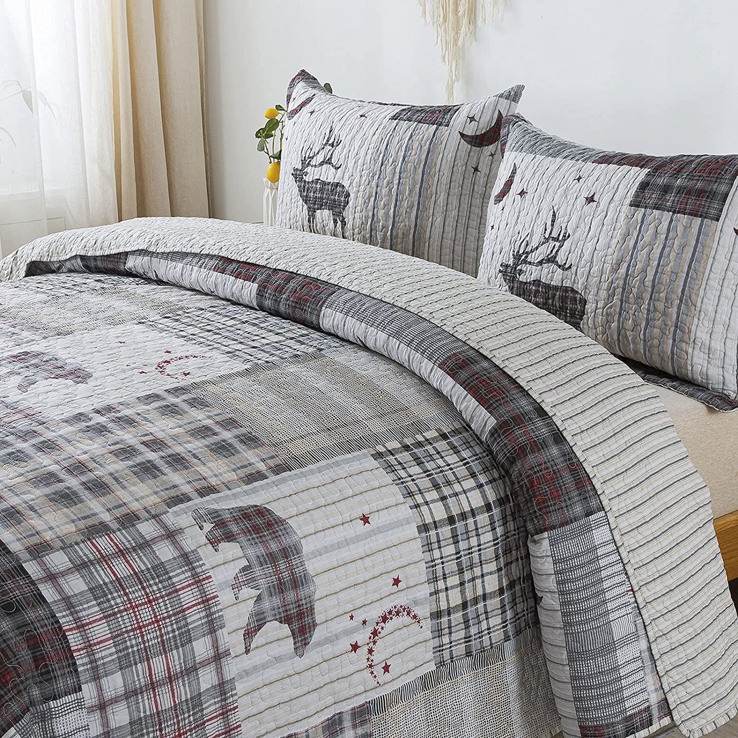 Christmas Luxurious Bedspread Quilt Set Bedcover Warm Bedding Set