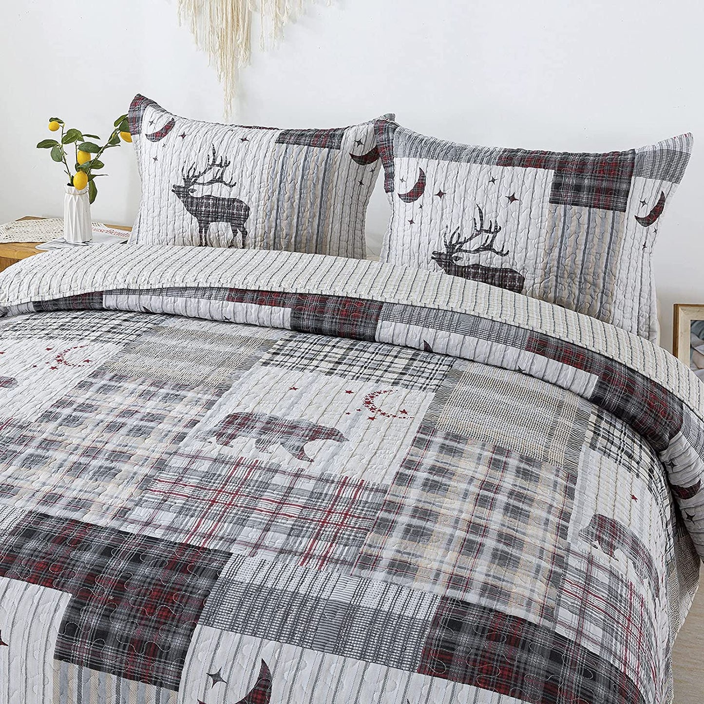 Christmas Luxurious Bedspread Quilt Set Bedcover Warm Bedding Set