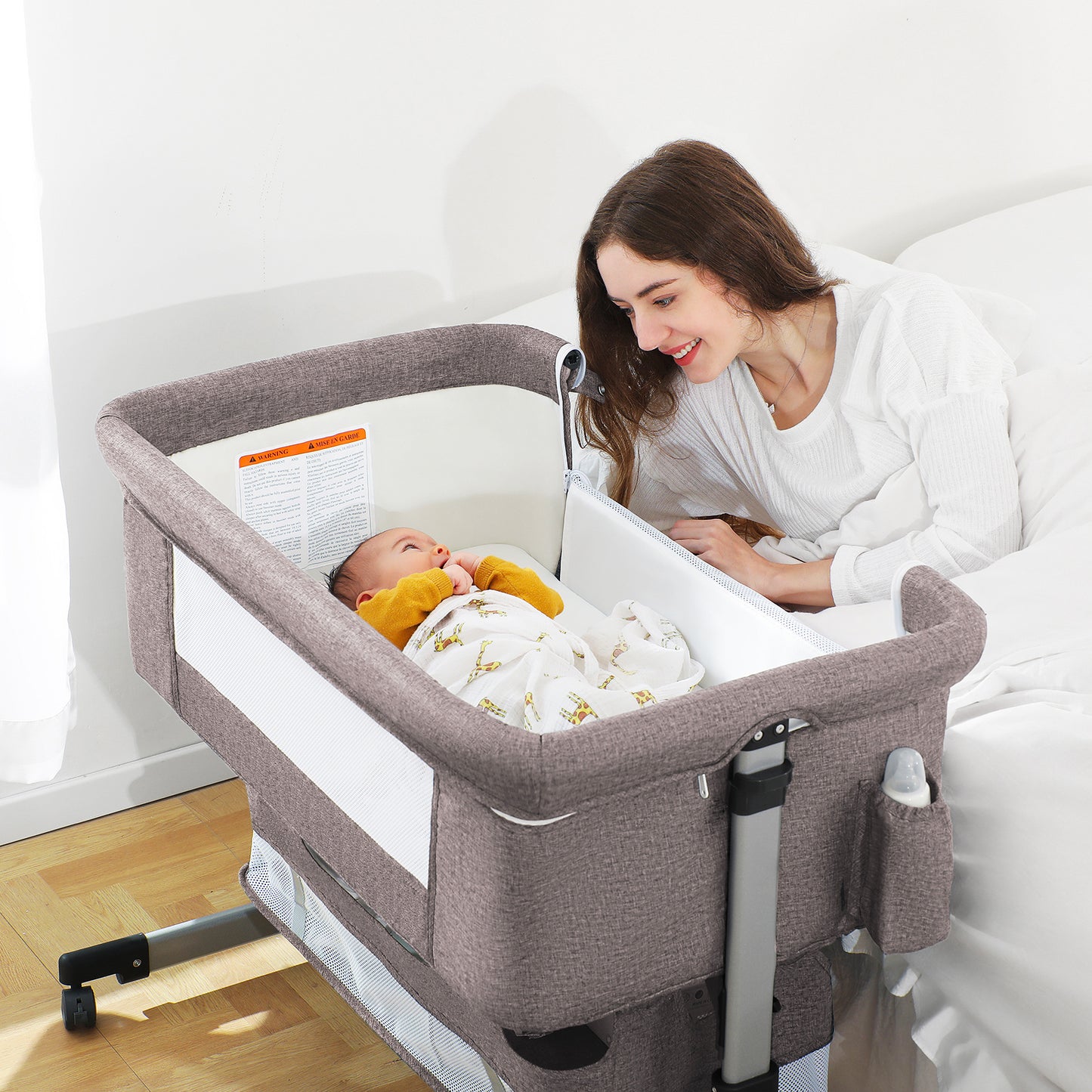 3 in 1 Baby Crib Bedside Crib,Baby Bassinet,Baby Bed Adjustable Portable Bed