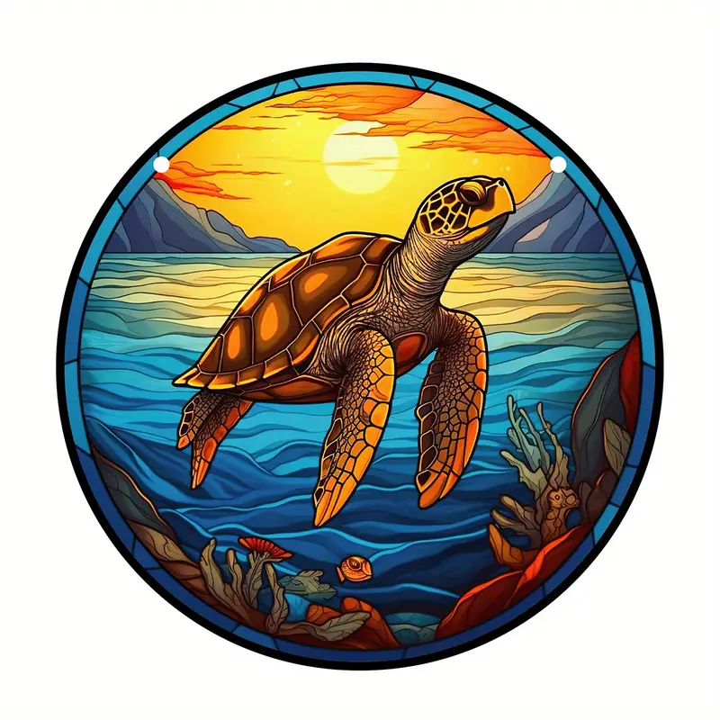 Sea Turtle Decor Stain Plastic Suncathcer