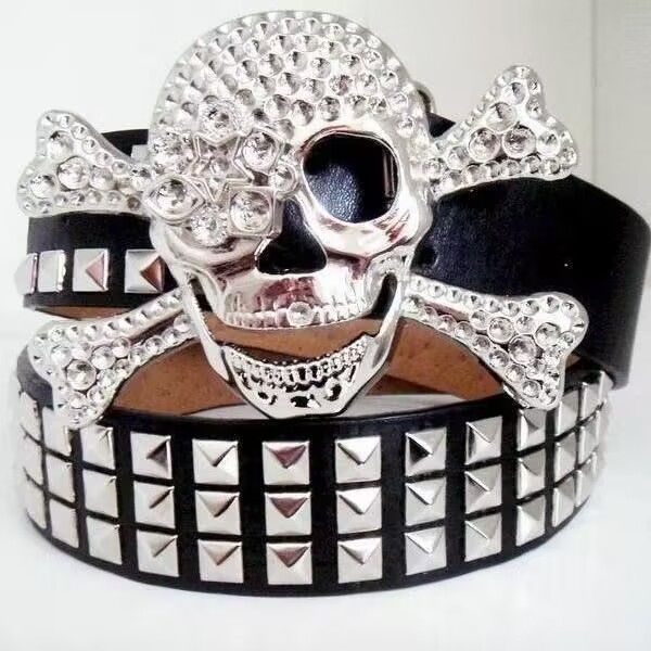 Subculture Gothic Studded Belt Trend Punk Skull Rhinestone Belt Street Dance Belts