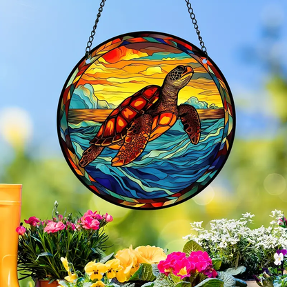 Sea Turtle Decor Stain Plastic Suncathcer