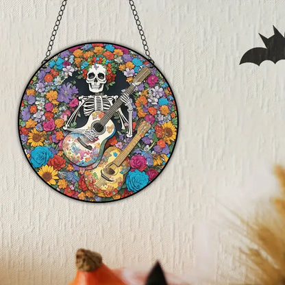 Stained Skull Artwork Suncatcher Window Hanging