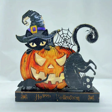 Ornamente LED Pisica Neagră Dovleac de Halloween 