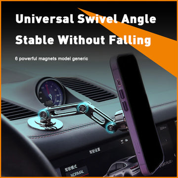 Magnetic Suction Phone Mount, 720°rotation Magnetic Car Cell Phone Holder, Phone Holder for Car/Mirror/Smooth Surface （with 2 spare glues + 2 magnetic sheets）