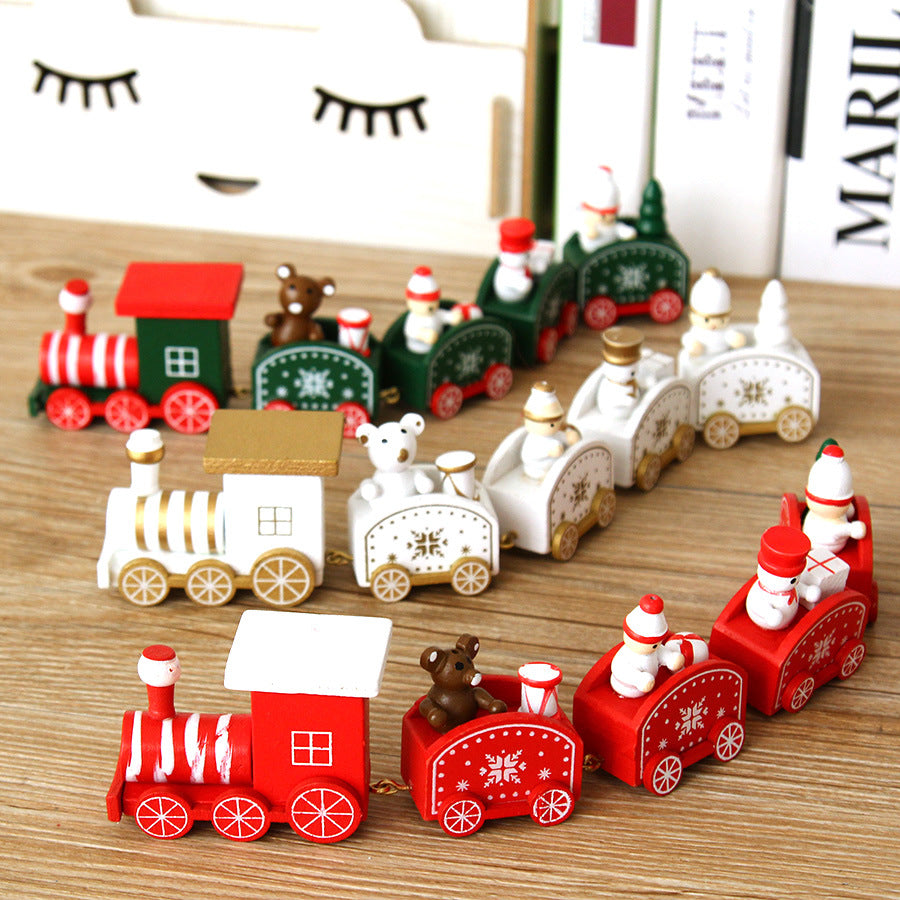Christmas Wooden Little Train Children's Christmas Gift Decoration