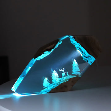 Woodland Fairy Deer Decorație de birou din lemn masiv din rășină 