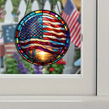 American Flag Stained Window Hangings