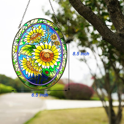 Sunflower Suncatcher Stained Glass Window Hanging