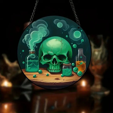Decorare Craniu de Halloween Taperaturi pentru fereastră pătată 