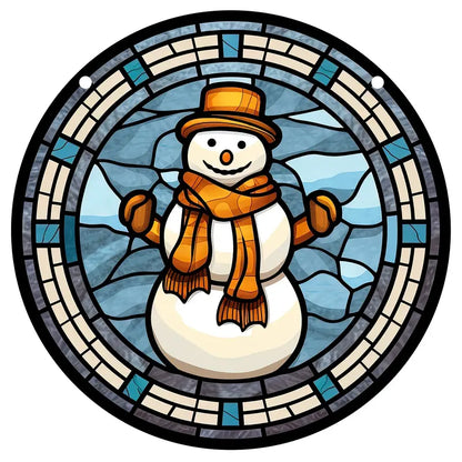 Christmas Snowman Stained Suncatcher