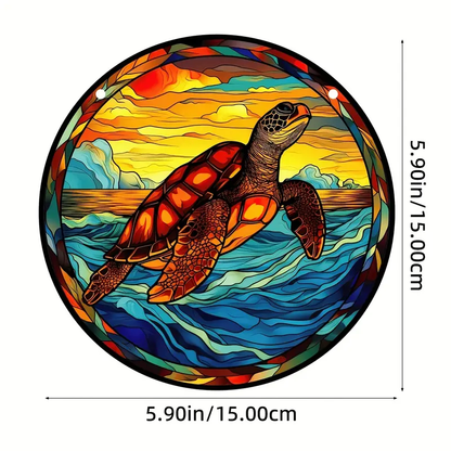 Sea Turtle Decor Stain Plastic Suncathcer