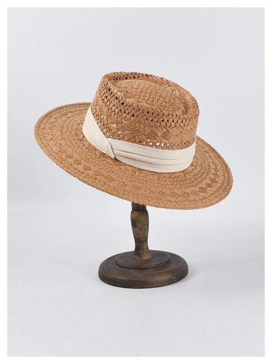 Summer Fedora Straw Hat, Bohemian Bali Panama Style Sun Pattern Hat