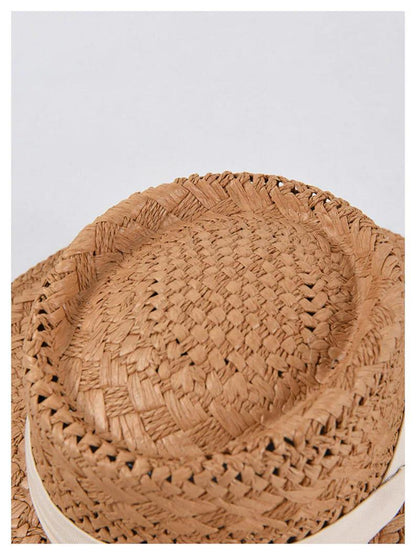 Summer Fedora Straw Hat, Bohemian Bali Panama Style Sun Pattern Hat