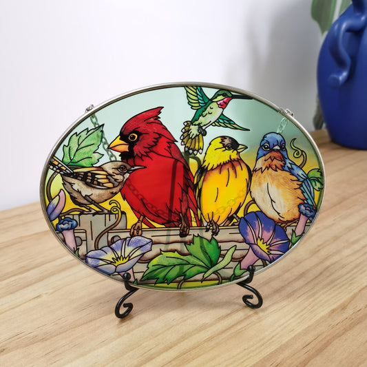 Cardinal Stained Glass Window Hanging