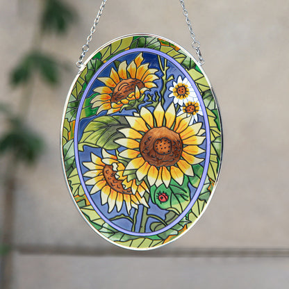 Sunflower Suncatcher Stained Glass Window Hanging