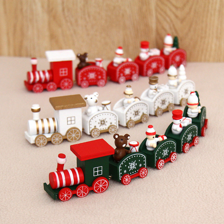 Christmas Wooden Little Train Children's Christmas Gift Decoration