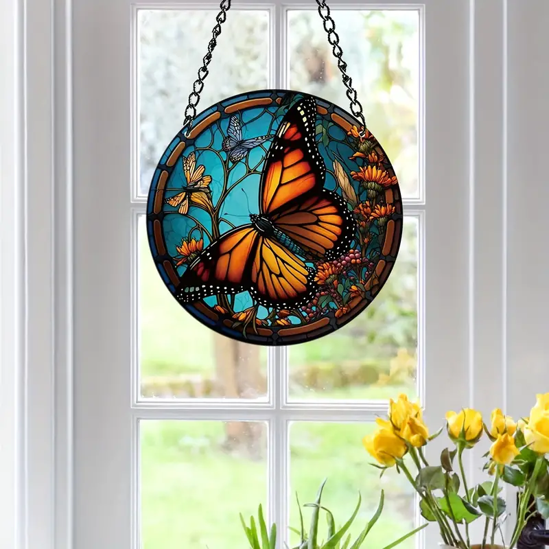 Suncatcher pentru fereastră cu fluture colorat