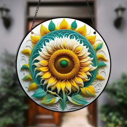 3D Sunflower Suncatcher Stained Window Hanging