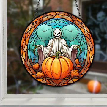 Taperaturi pentru fereastră pătată cu fantomă de Halloween 