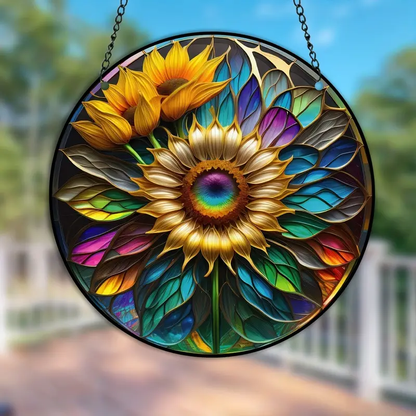 3D Sunflower Suncatcher Stained Window Hanging