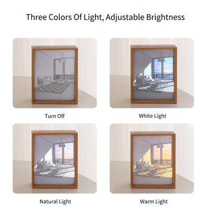 Light painting solid wood ins light and shadow art sunshine painting desktop decoration
