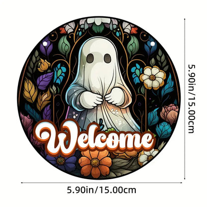 Halloween Ghost Stained Window Hanging