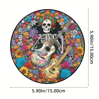 Stained Skull Artwork Suncatcher Window Hanging