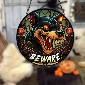 Taperaturi pentru fereastră pătată de câine vicios de Halloween 
