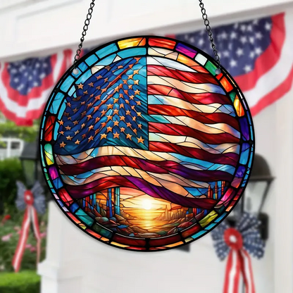 American Flag Stained Window Hangings