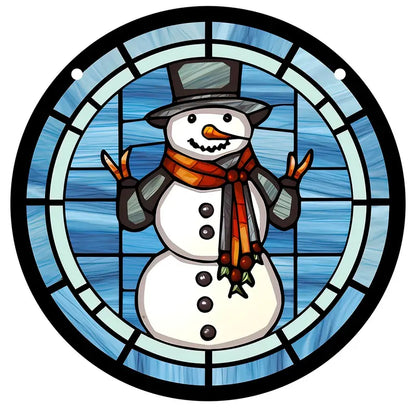 Christmas Snowman Stained Suncatcher