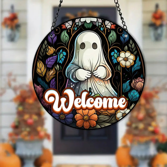 Halloween Ghost Stained Window Hanging