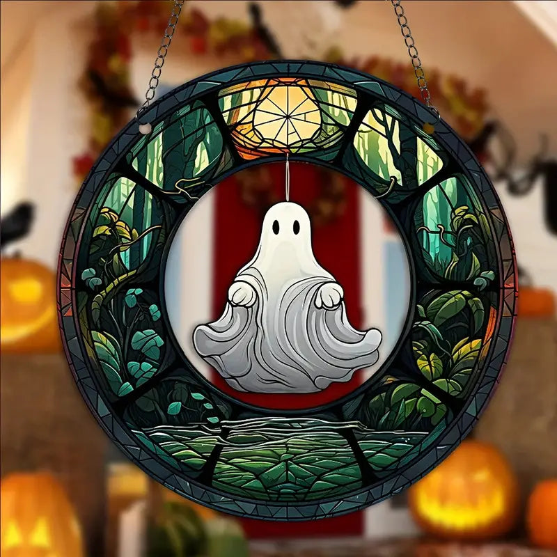 Decoratiuni suspendate Fantome de Halloween Stained Suncatcher 