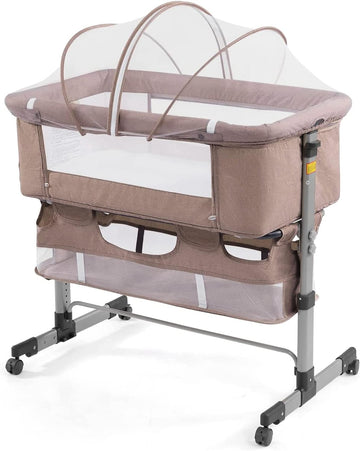 Baby Bassinet Bedside Sleeper, Baby Bed Side Crib with Storage Basket, Easy Folding Bassinets