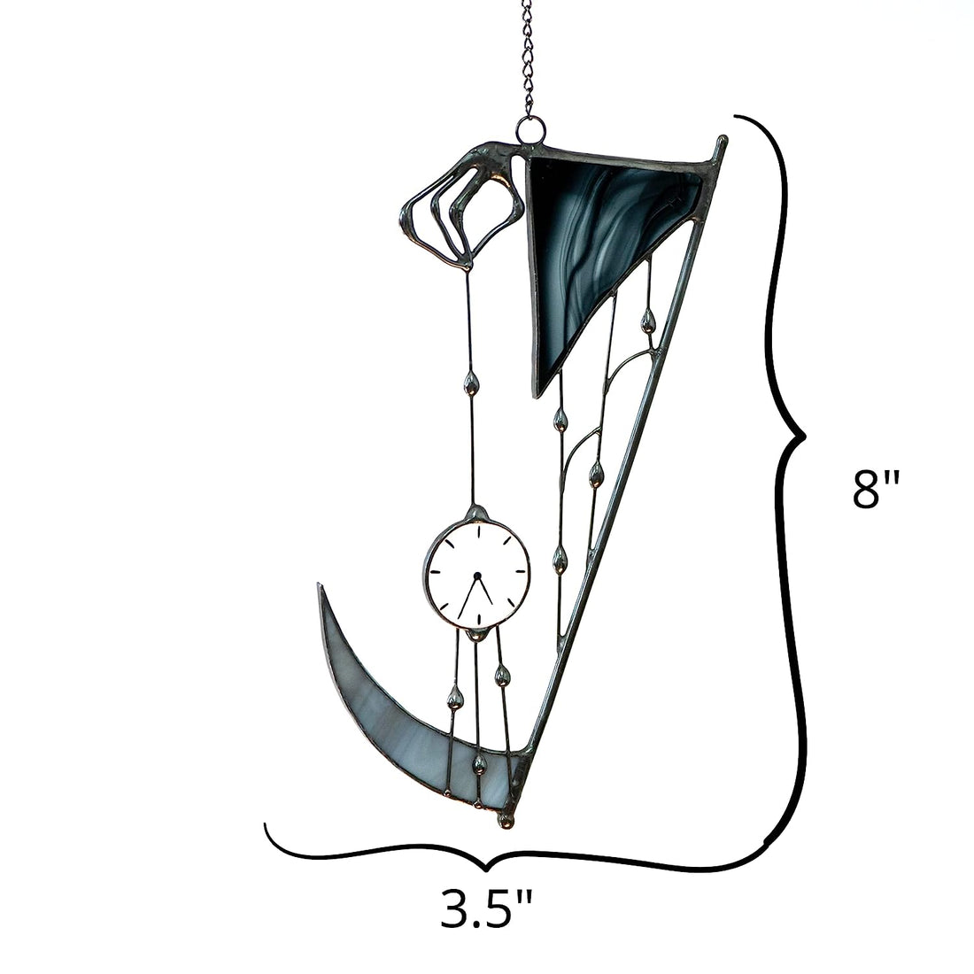 Death Clock Grim Reaper Halloween Vitraliu Ornament suspendat Suncatcher