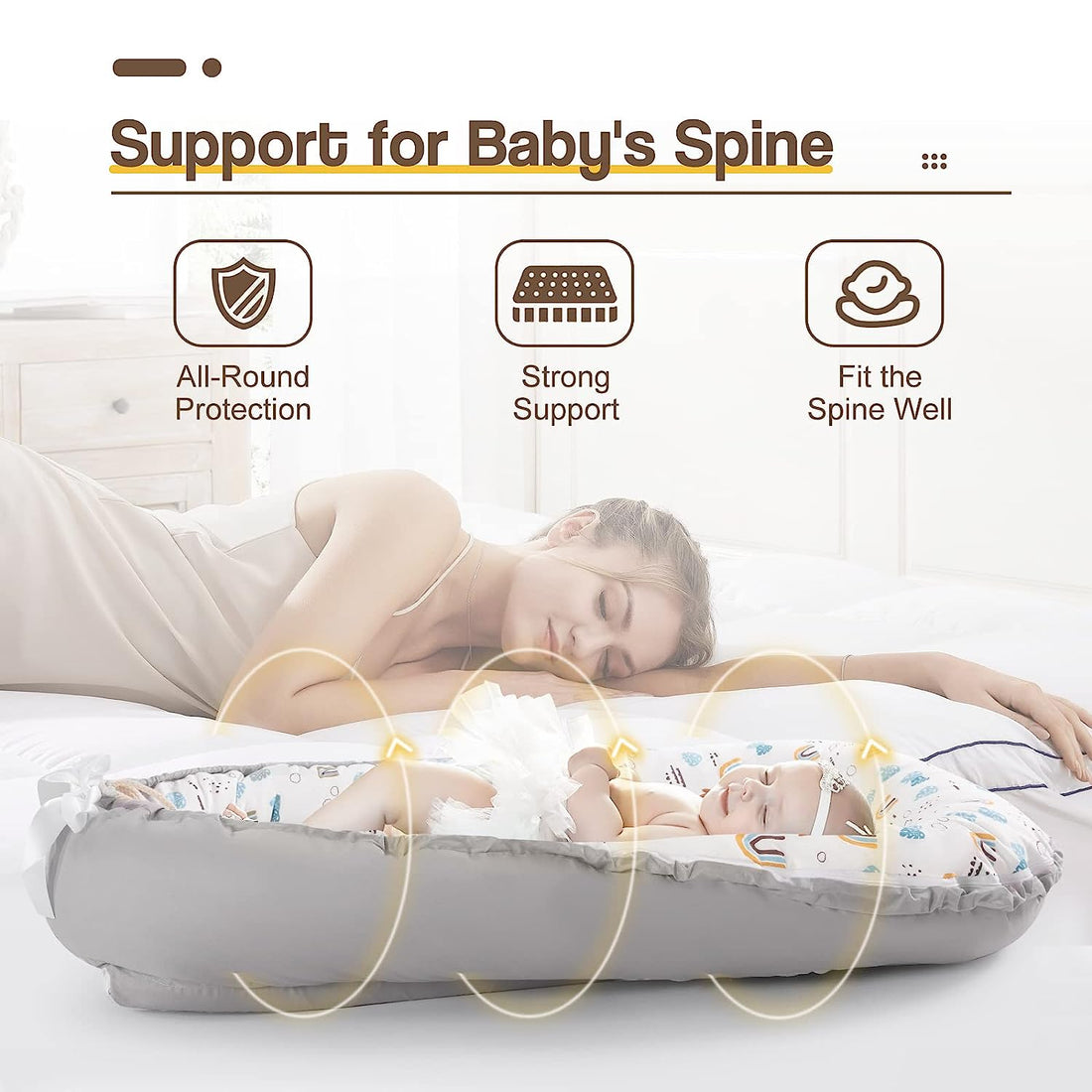 Husa de somn respirabila pentru nou nascut Baby Nest, 100% bumbac, imprimeu curcubeu 