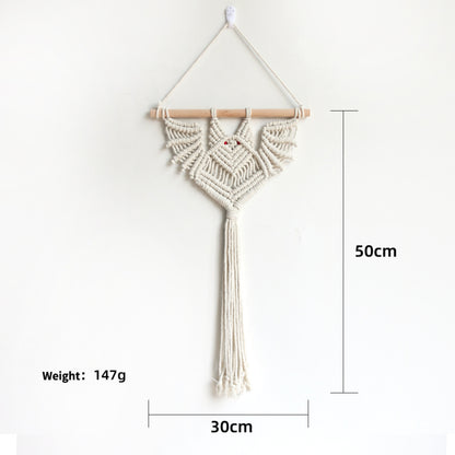 Beige Creative Bat Handwoven Tapestry Cotton Rope Plant Net Bag